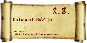 Kalocsai Béla névjegykártya